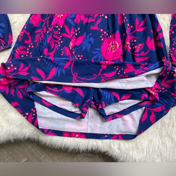 💕 LILLY PULITZER Loralei Skirted Romper Blue Med Never Ending Summer - Picture 4 of 7